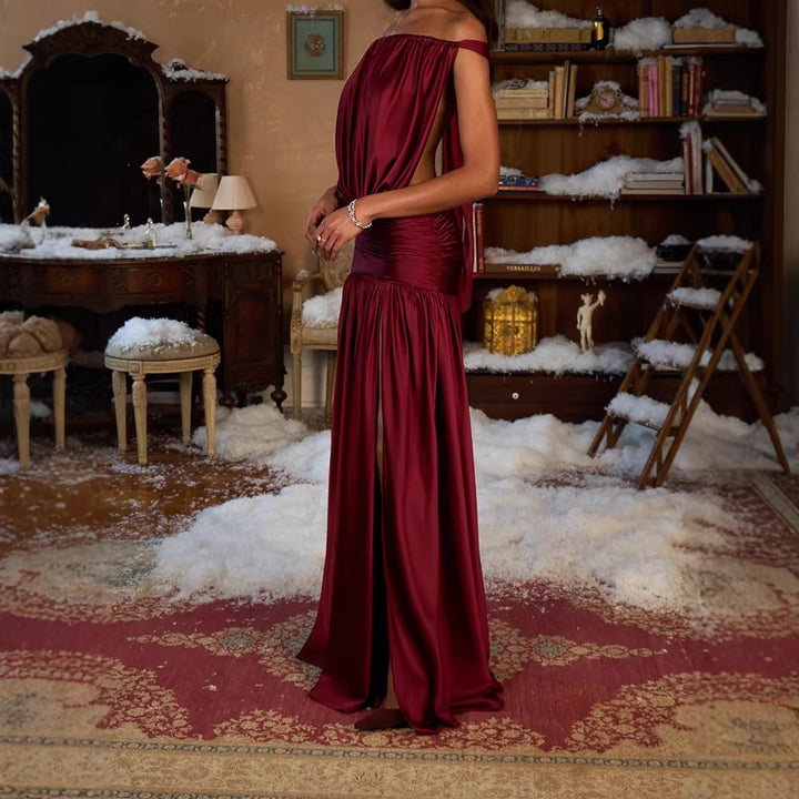 Damen Elegantes Abendkleid mit Raffung Drune