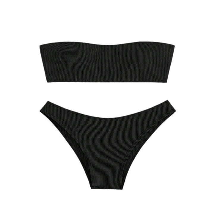 Damen Bandeau-Bikini-Set mit elastischem Gewebe und hohem Schnitt Drune