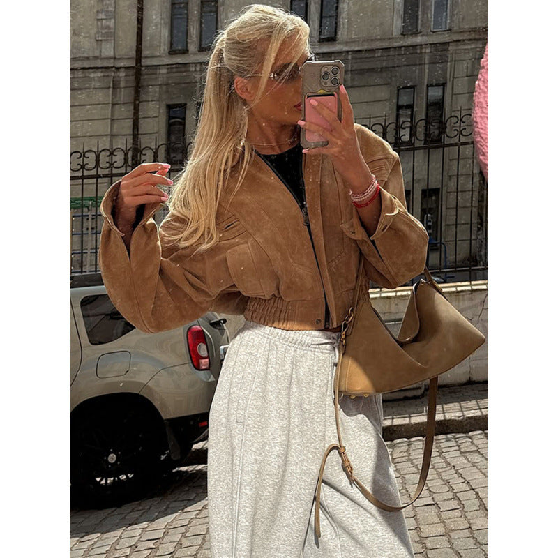 Damen Kunstleder-Windjacke mit tailliertem Schnitt und innovativen Details Drune
