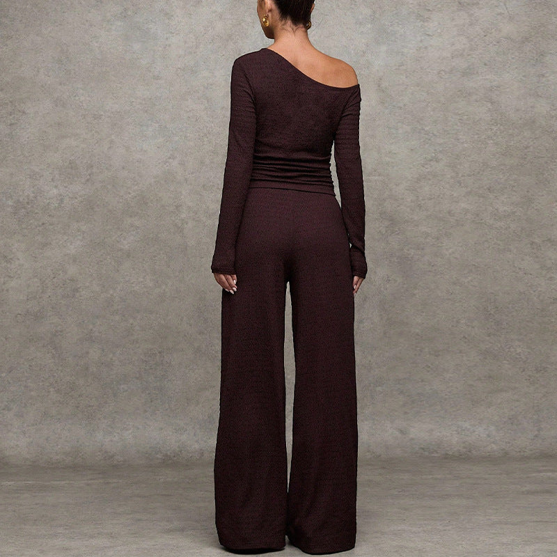 Damen Elegantes und weiches Oberteil mit weitem Beinkleid Drune