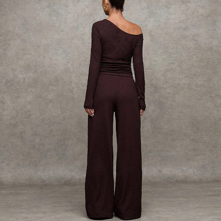Damen Elegantes und weiches Oberteil mit weitem Beinkleid Drune