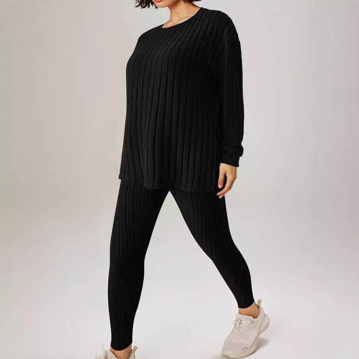 Damen Freizeit-Set mit strukturiertem Oberteil und langen Leggings Drune