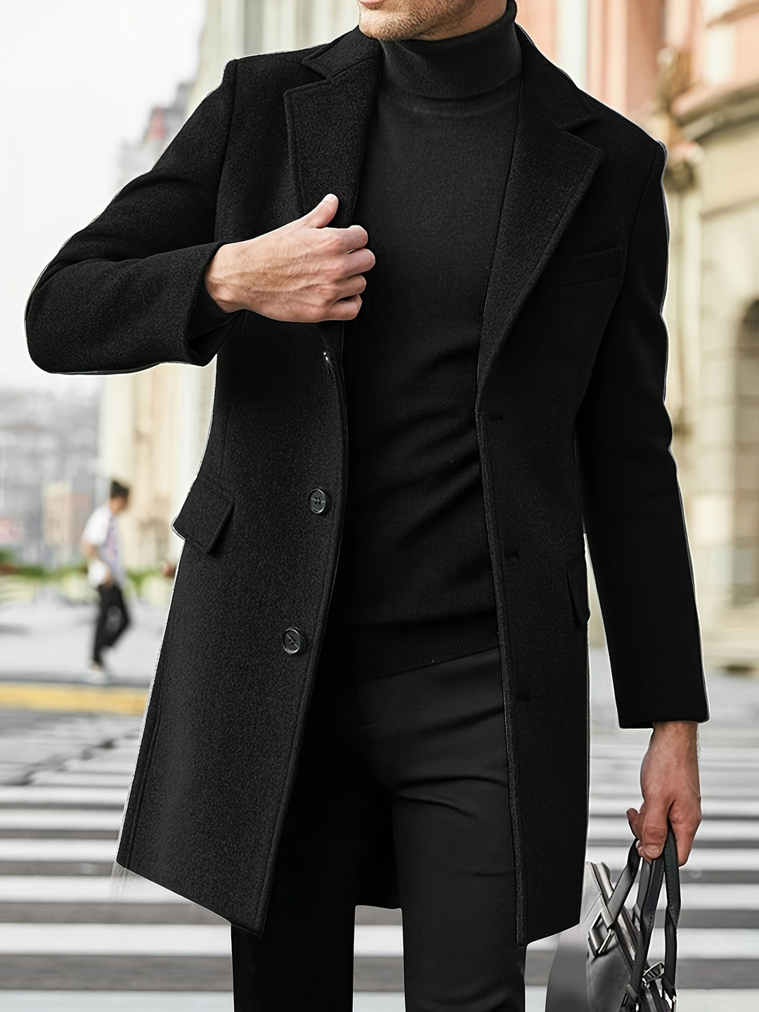 Herren eleganter, klassischer Wollmantel Drune