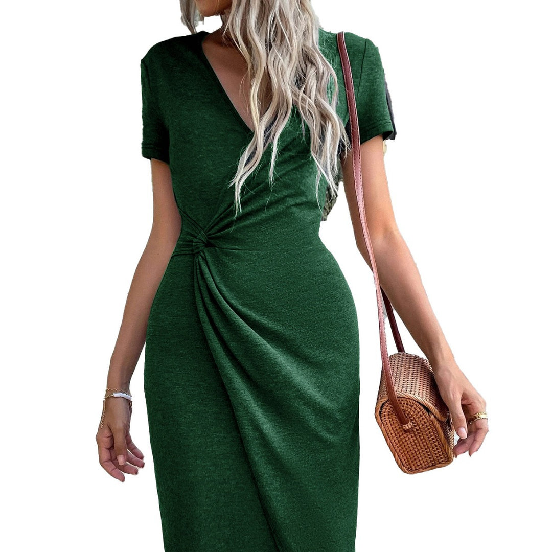 Damen Wickelkleid mit eleganter Drapierung und hohem Schlitz Drune