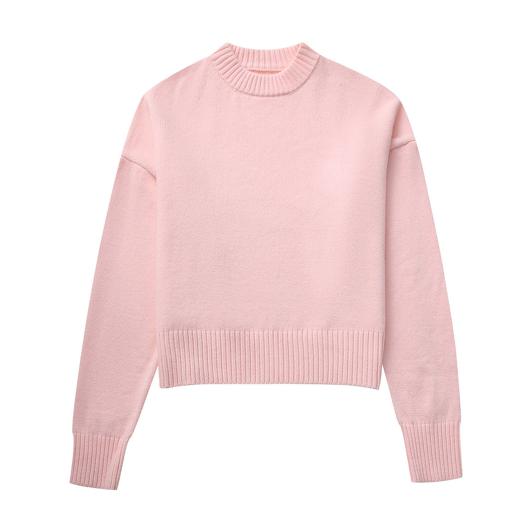 Damen grob gestrickter Pullover mit weiten Ärmeln und Rundhalsausschnitt Drune