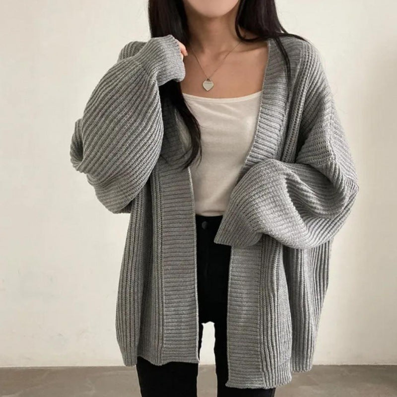 Damen Übergröße Strickjacke mit weit geschnittenen Ärmeln und strukturierter Textur Drune