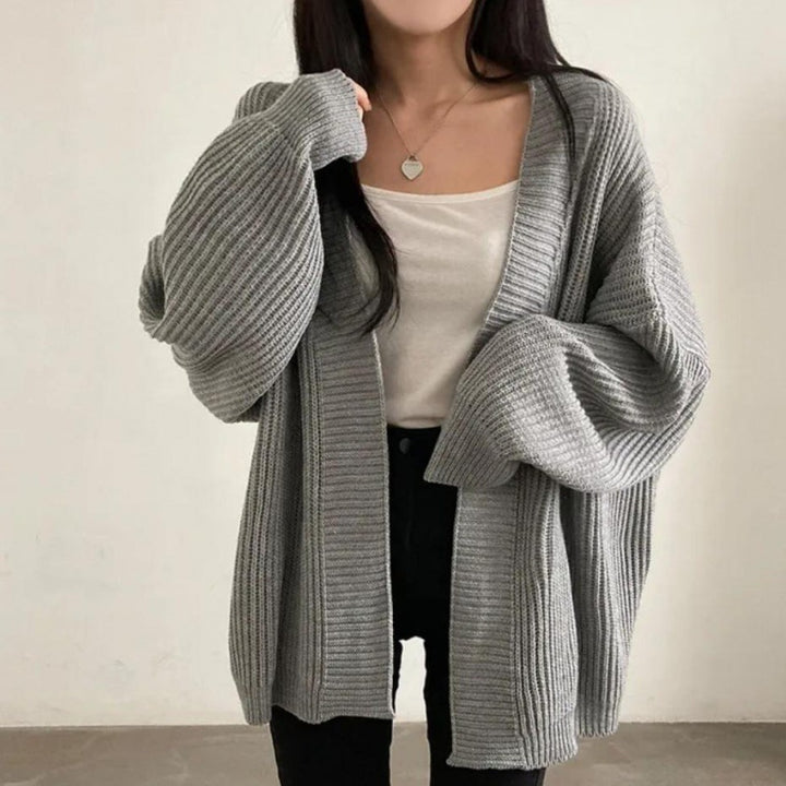 Damen Übergröße Strickjacke mit weit geschnittenen Ärmeln und strukturierter Textur Drune