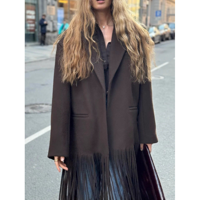 Damen Oversized Fransenjacke Drune