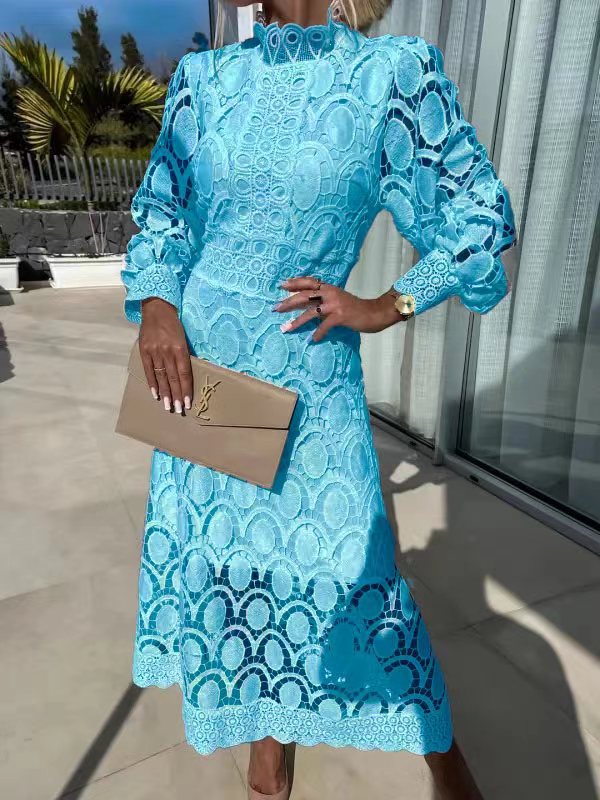 Drune | Spitzen Puffärmel Enganliegendes Kleid