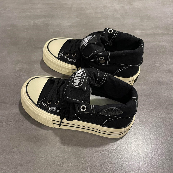 Damen High-Top Sneakers mit dicker Gummisohle und seitlichem Reißverschluss Drune
