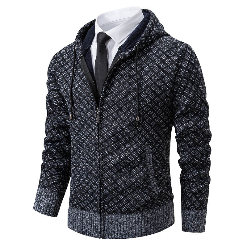 Herren stylische Jacke mit modernem Wabenmuster und Kapuze Drune