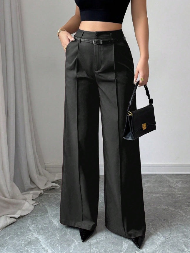 Damen elegante weite Hose mit Bindegürtel Drune