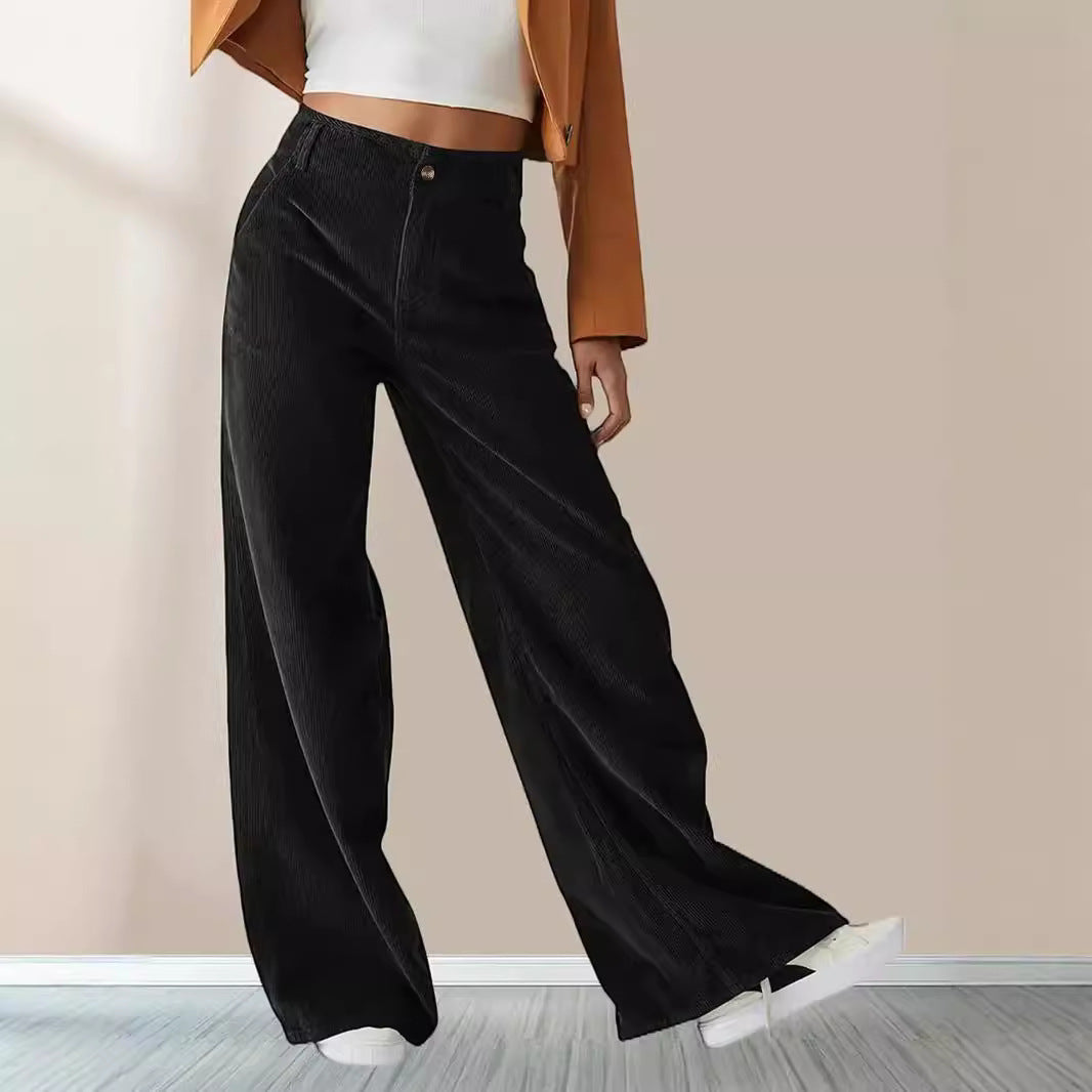 Damen Weit geschnittene Stoffhose mit hohem Bund und praktischen Taschen Drune