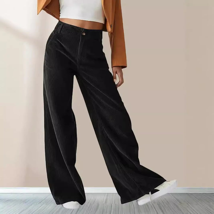 Damen Weit geschnittene Stoffhose mit hohem Bund und praktischen Taschen Drune