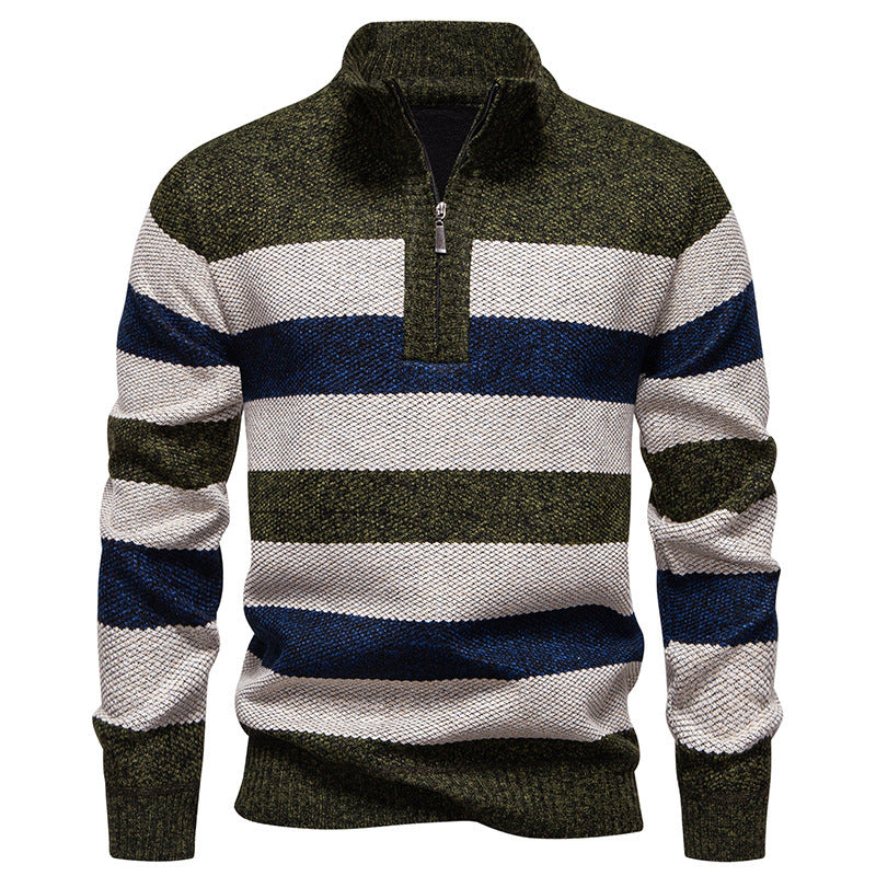 Herren lässiger Pullover mit modernem Stehkragen und Halbreißverschluss Drune