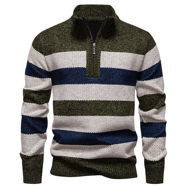 Herren lässiger Pullover mit modernem Stehkragen und Halbreißverschluss Drune