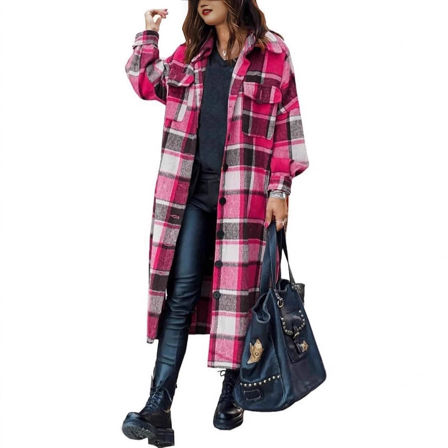 Damen Long-Blusenjacke im karrieren Design Drune