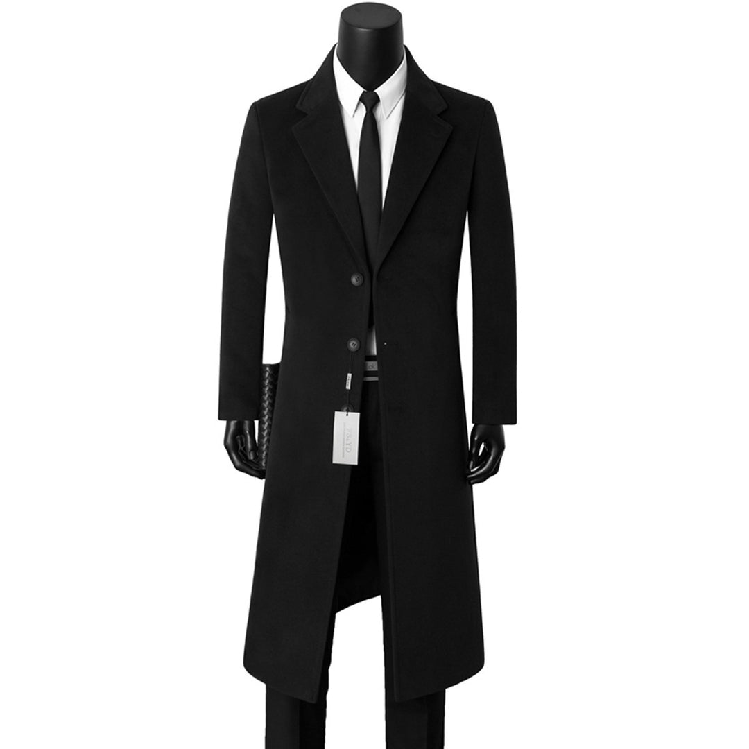 Herren nan einreihiger Langmantel mit schmaler Silhouette, fallendem Revers und knieumspielendem Schnitt Drune