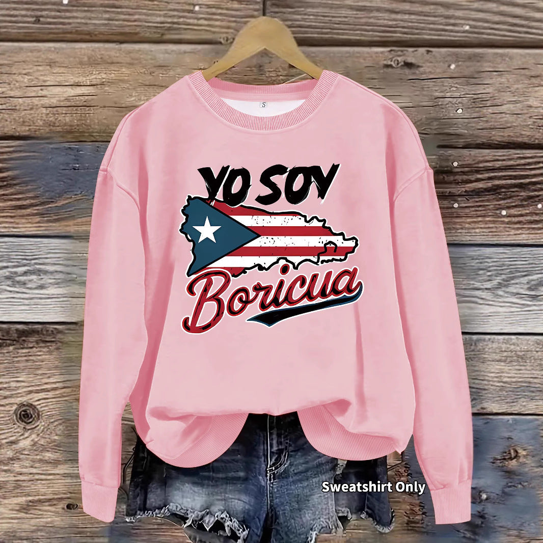 Damen Sweatshirt mit kreativem Puerto Rico Design und lässigem Schnitt Drune