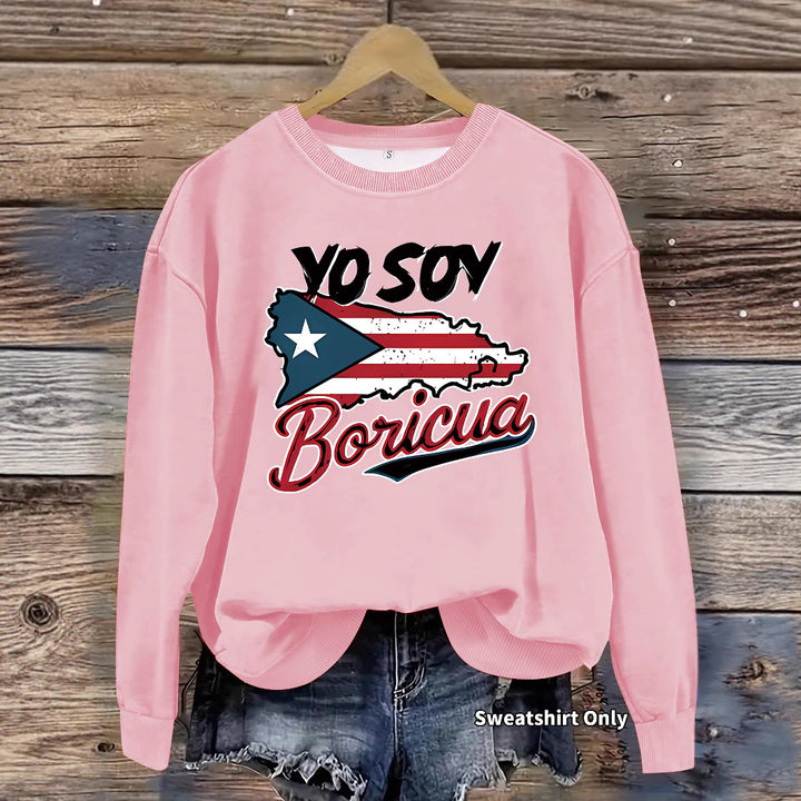 Damen Sweatshirt mit kreativem Puerto Rico Design und lässigem Schnitt Drune