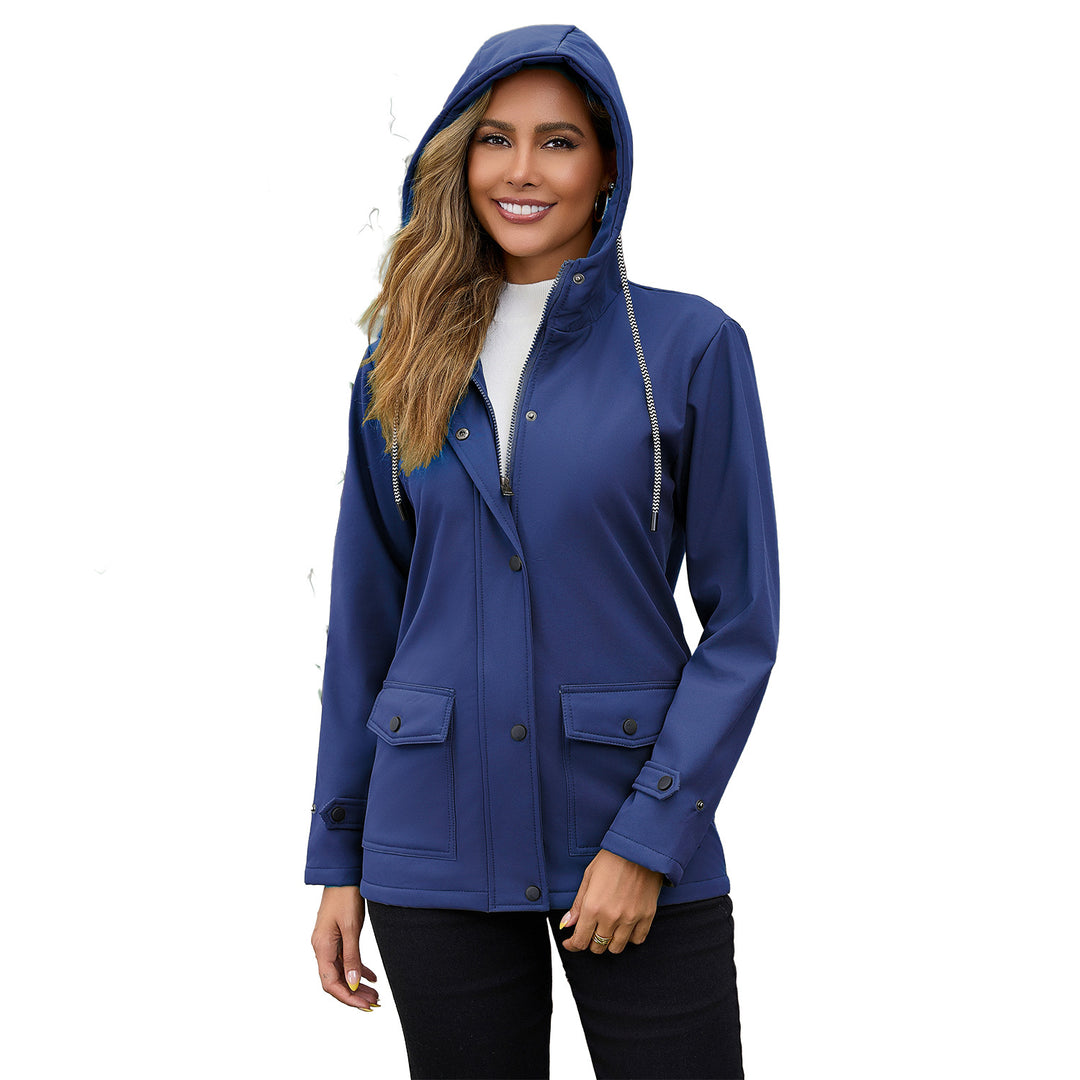Damen wasserdichte Kapuzenjacke mit weichem Fleece-Futter Drune