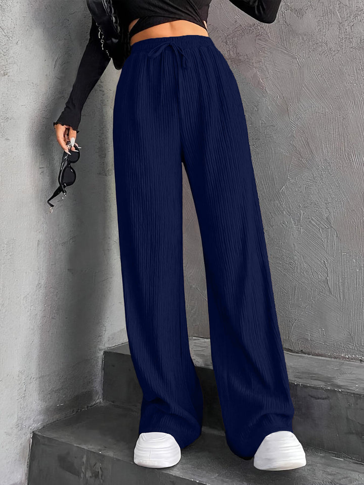 Damen Weit geschnittene Plissee-Hose mit elastischem Bund und praktischen Eingrifftaschen Drune