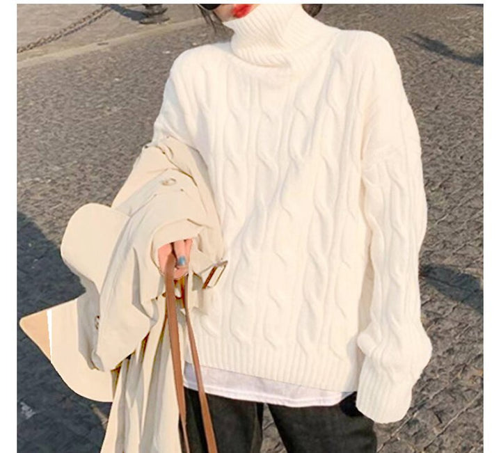 Damen Strickpullover mit hohem Kragen Drune