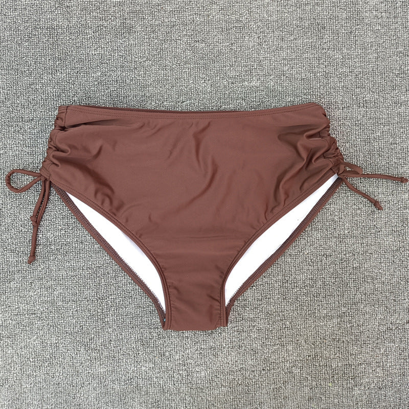 Damen Hochgeschnittene Bikinihose mit Raffung Drune