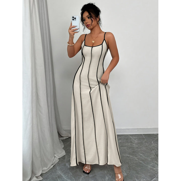 Damen Maxikleid mit einzigartigem Rückenausschnitt und nahtloser Struktur Drune