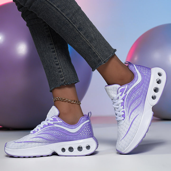 Damen nan sportive Strick-Laufschuhe mit belüfteter Luftkammersohle und ergonomischer Abrollsohle Drune