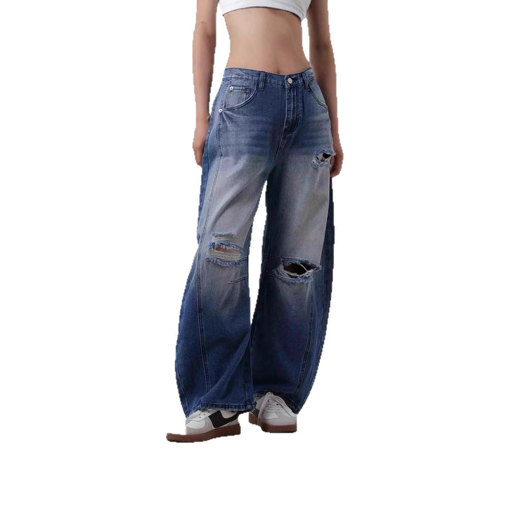 Damen weit geschnittene Destroyed Jeans Drune