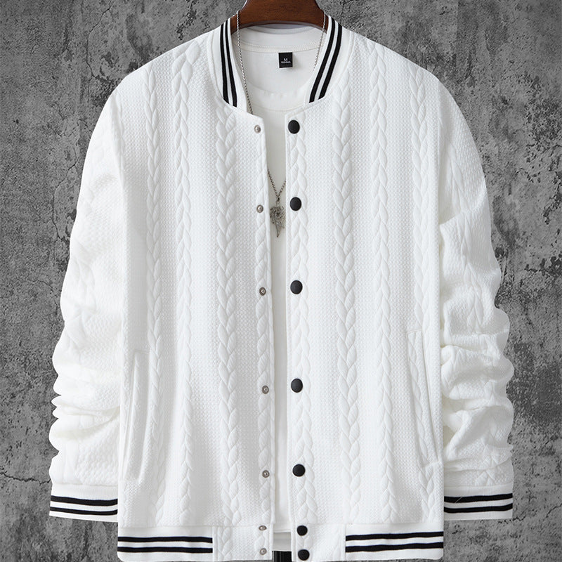 Herren stylische Bomberjacke mit strukturiertem Strickmuster und sportlichen Akzenten Drune