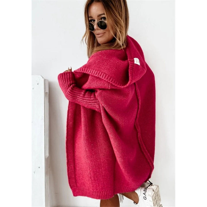 Damen Oversized Strickcardigan mit Kapuze und strukturiertem Design Drune