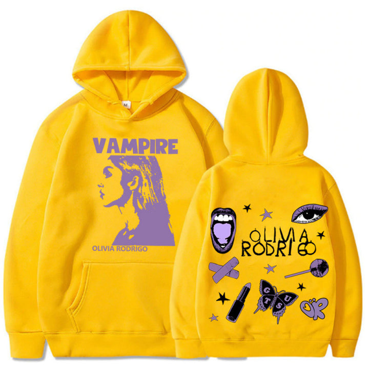 Damen Kapuzenpullover mit künstlerischem Vampir-Print und oversized Schnitt Drune