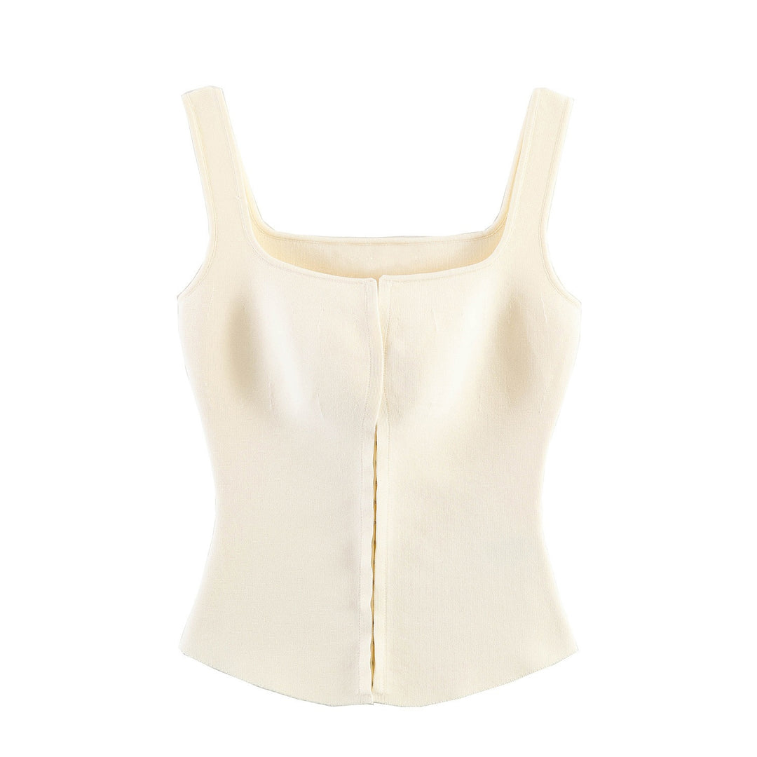 Damen tailliertes Camisole-Top mit quadratischem Ausschnitt und elastischem Material Drune