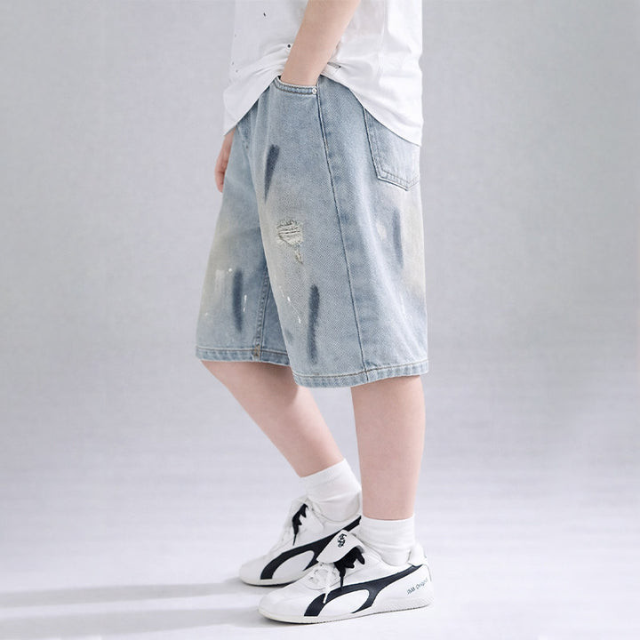 Unisex lockere Denim-Shorts mit einzigartigem Wasch- und Abriebstil Drune