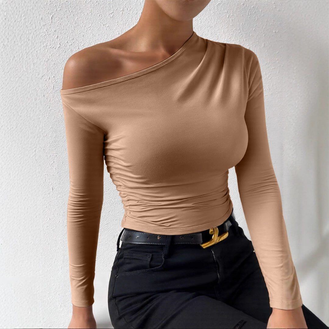 Damen Langarmshirt mit asymmetrischem Ausschnitt und figurformendem Schnitt Drune