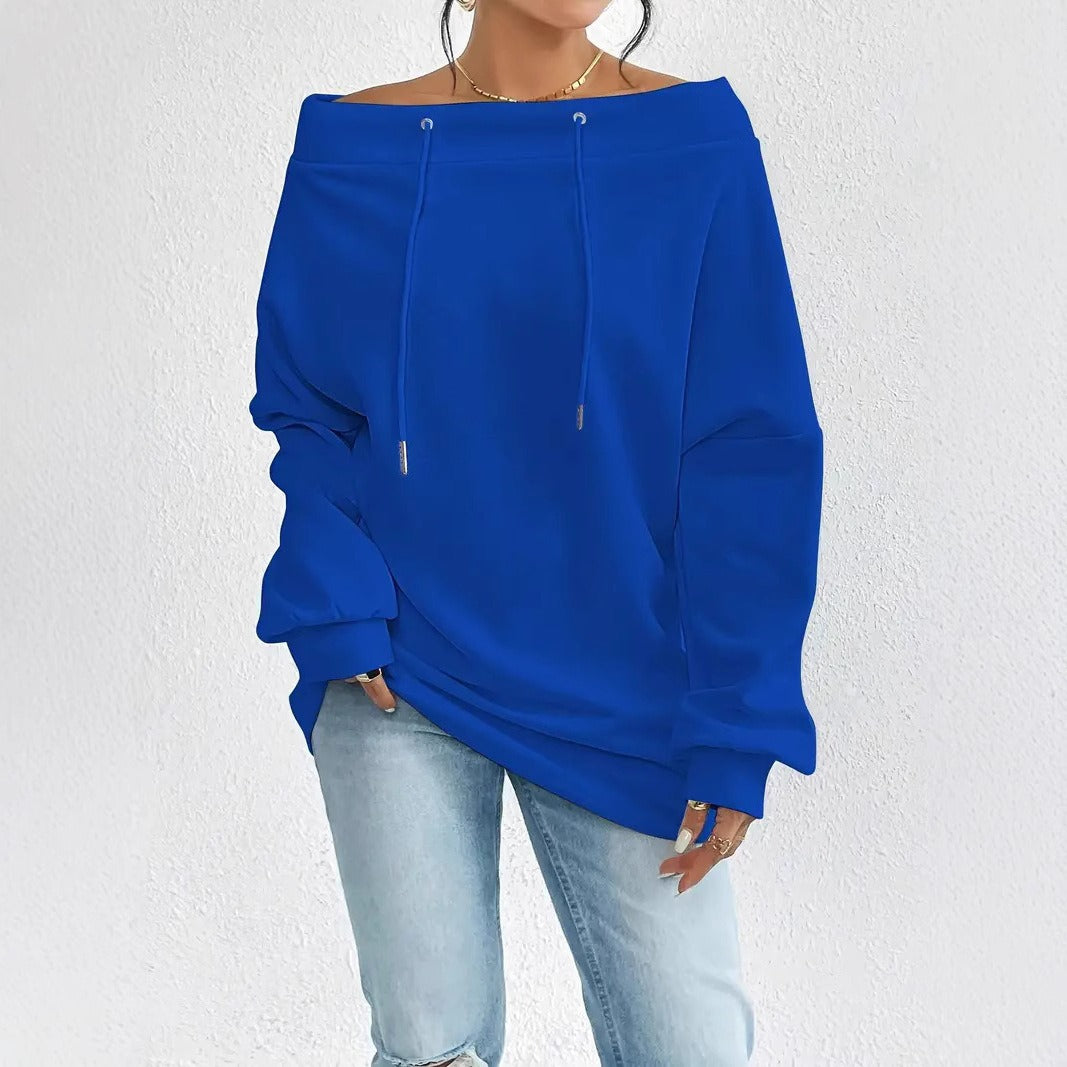 Damen Oversized Hoodie mit offener Schulter und lässigem Schnitt Drune