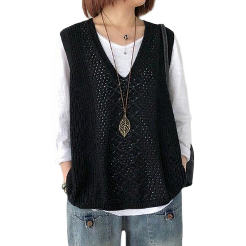 Damen Strickweste mit tiefem V-Ausschnitt und praktischen Taschen Drune