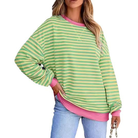 Damen lässiger Sweater mit breiten Streifen Drune