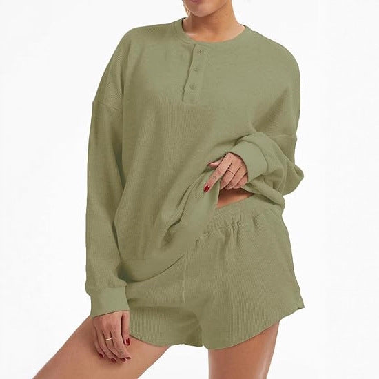 Damen Lässiger Oversized Pullover und Shorts Set Drune