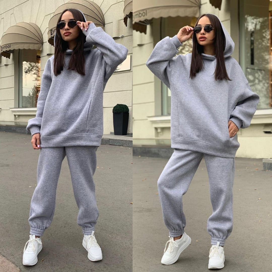 Damen bequemer Kapuzenpullover und Jogginghose Set Drune