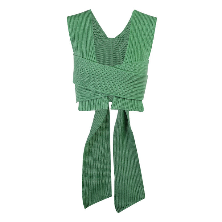 Damen gestricktes Crop-Top mit raffinierten Rückendetails Drune