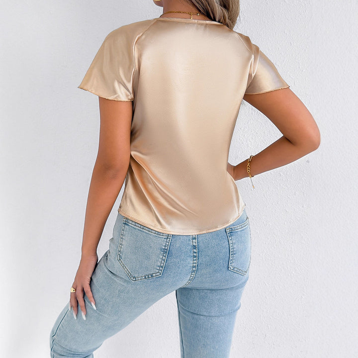 Damen Satinbluse mit eleganten Wellenästen Drune