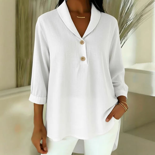 Damen Elegantes Hemd mit modernem Kragen und Knopfdetails Drune