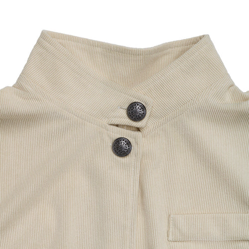 Damen modische Blazerjacke mit Stehkragen und Druckknopfverschluss Drune