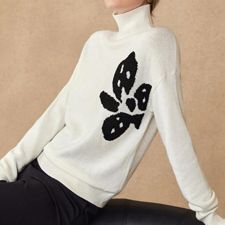 Damen Rollkragenpullover mit floralem Design Drune