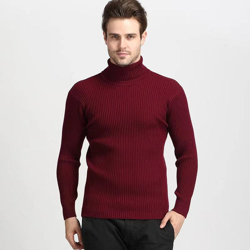 Herren nan Rippstrick Rollkragenpullover figurnaher elastischer Feinstrick Drune