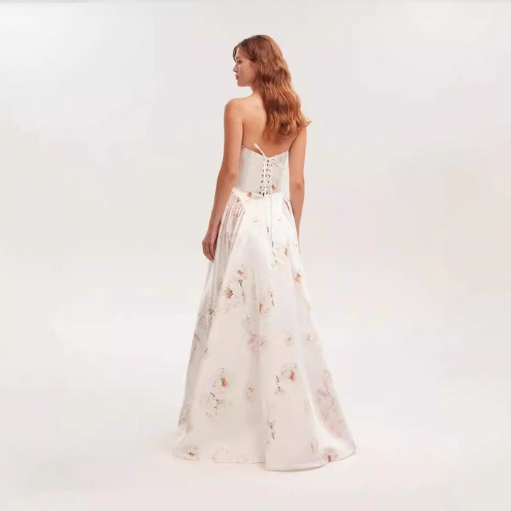 Damen Trachtenkleid mit floralem Design und Bustier-Oberteil Drune