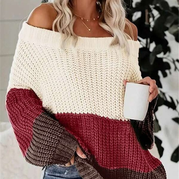 Damen Oversized Strickpullover mit lässigem Schnitt und offener Schulter Drune